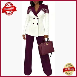 Plus Size 2-Piece Suit Set Blazer Pants Business Casual Office Work Outfit